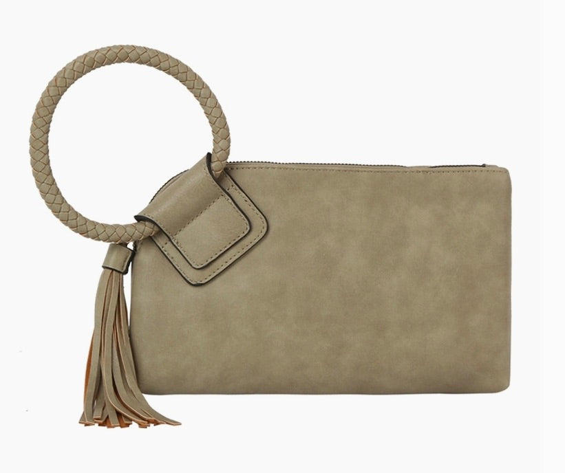 Fashion Cuff Handle Tassel Wristlet Clutch Bag