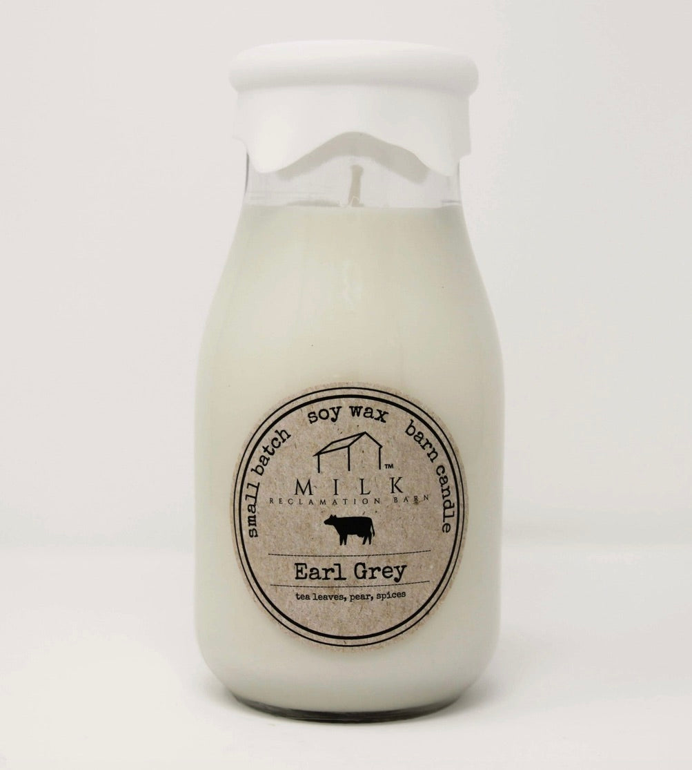 Milk Bottle Candle Earl Grey