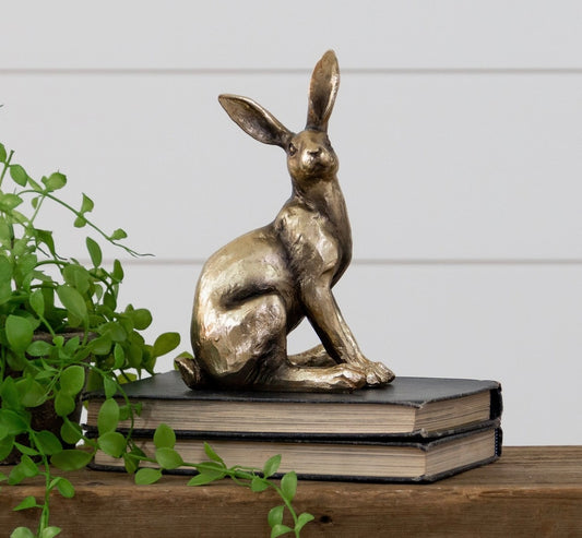 Sitting Brass Tone Rabbit