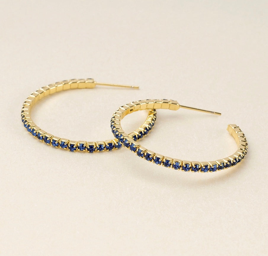 Sparkle & Shine Sm Rhinestone Hoop Earring - Montana Blue