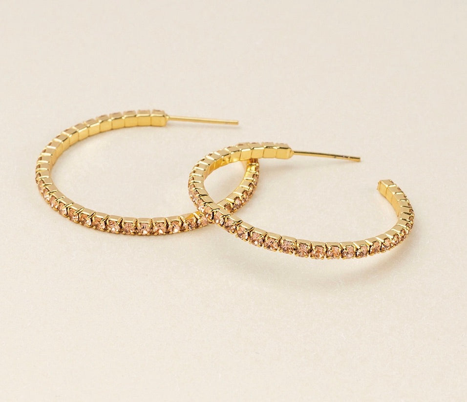 Sparkle & Shine Sm Rhinestone Hoop Earring - Champagne/Gold