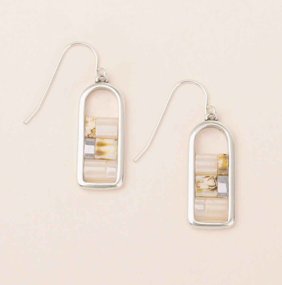 Good Karma Miyuki Frame Earring - Ivory/Silver