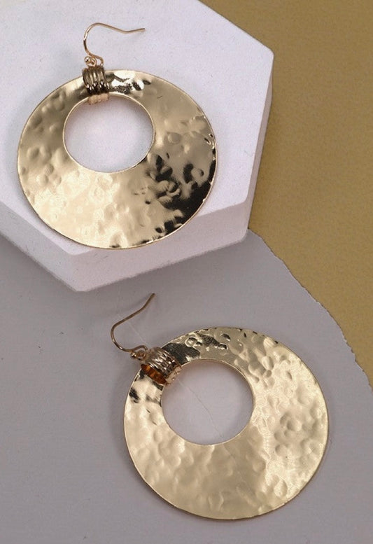 Luxury Hammered Disc Drop Earrings