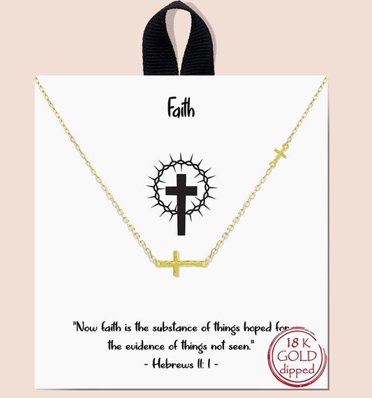 Gold-Dipped Two Cross Necklace