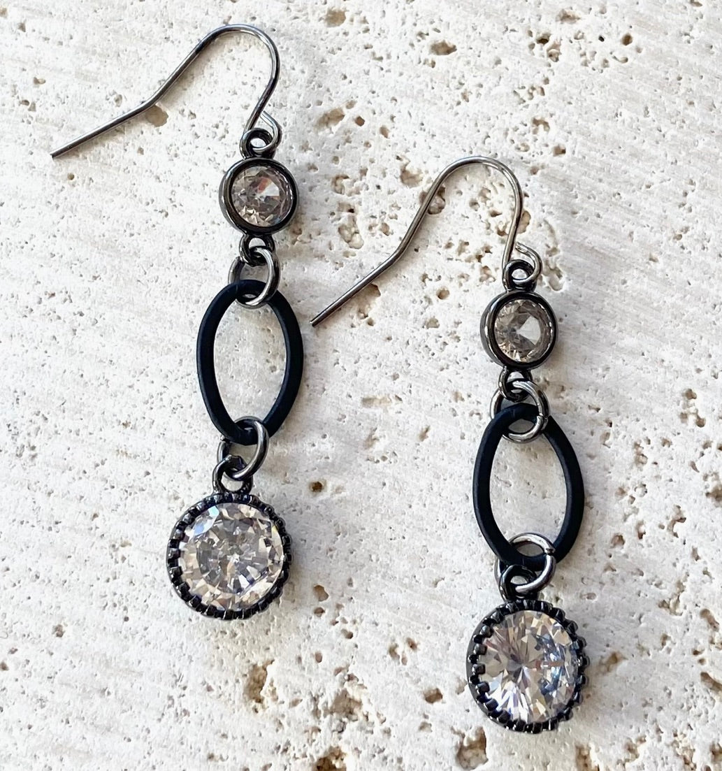 Gunmetal Crystal Earrings