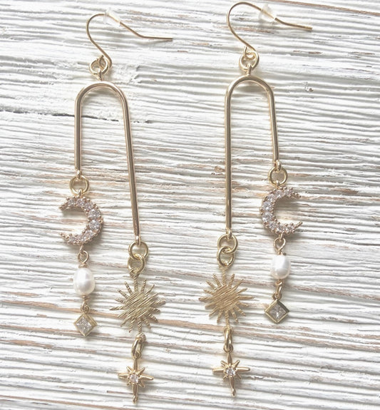 Sun Moon Celestial Boho Earring