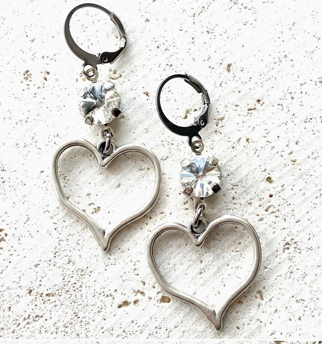 Valentine Heart Crystal Earrings-Clear