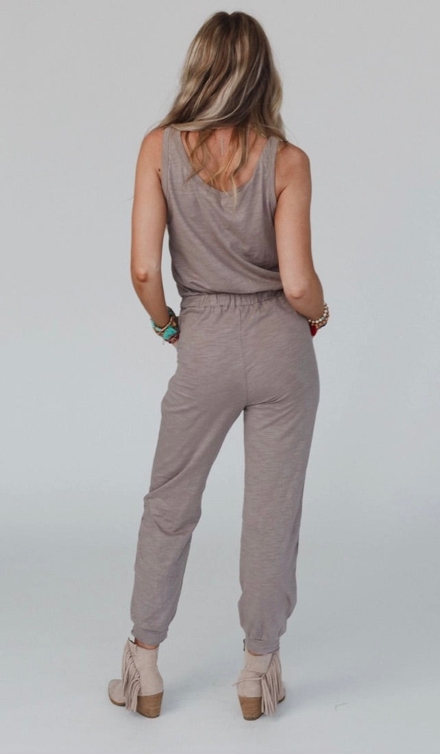 Set To Go Textured Jumpsuit and Cardigan Set - Mocha