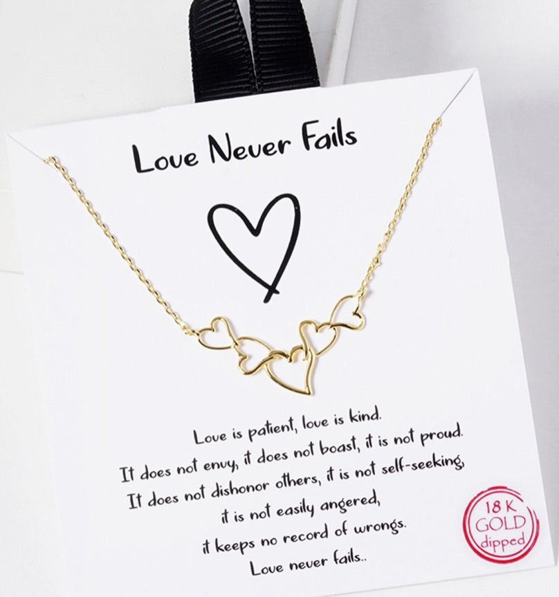 Gold Dipped Linked Hearts Necklaces-Gold