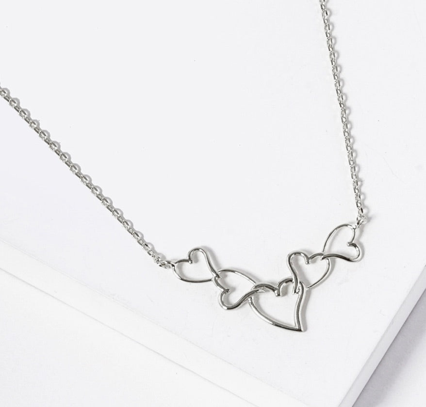Gold Dipped Linked Hearts Necklaces-RH