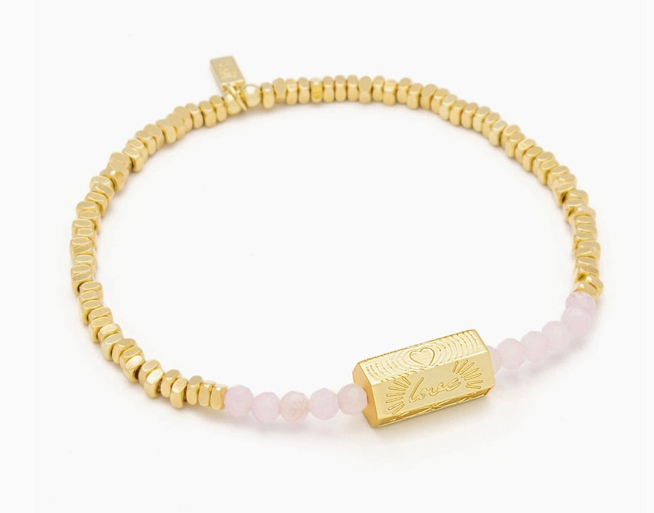 Stella Bracelet - Love/Rose Quartz/Gold