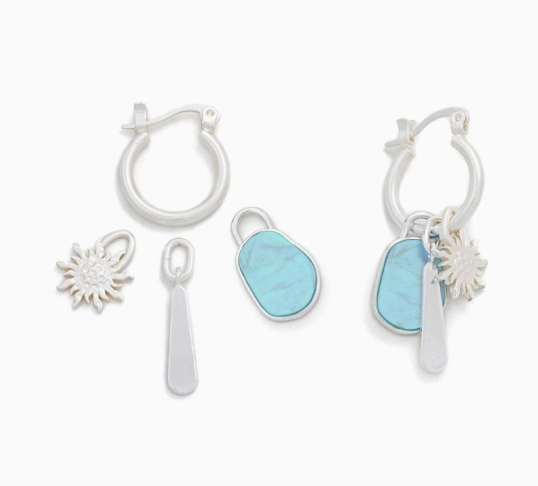 Interchangeable Charm Earring - Turquoise/Sky/Silver