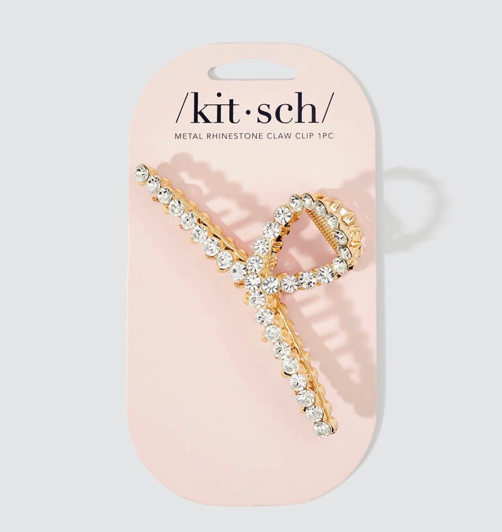 Metal Rhinestone Loop Claw Clip 1pc- Gold