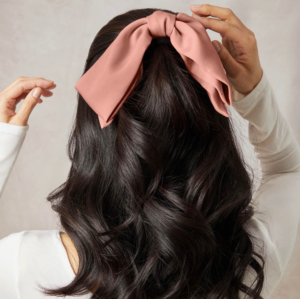 Recycled Fabric Bow Hair Clip - Rosewood