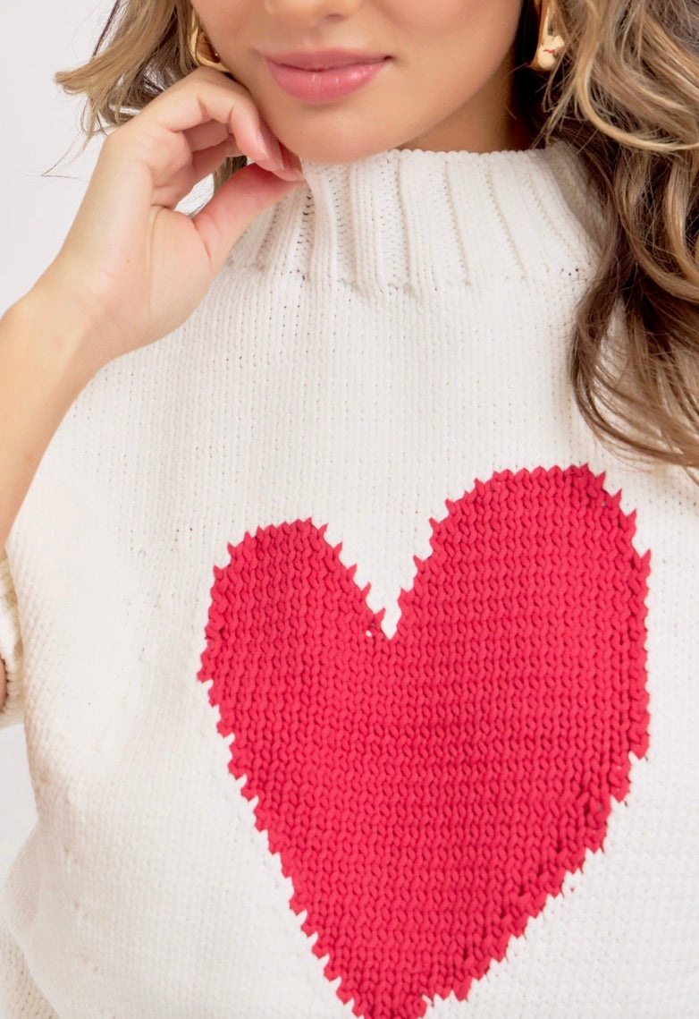 Heart Sweater Valentine-Ivory