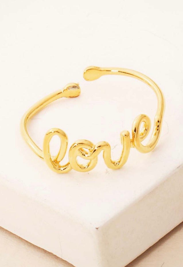 Gold Dipped Handwritten Love Ring-GD