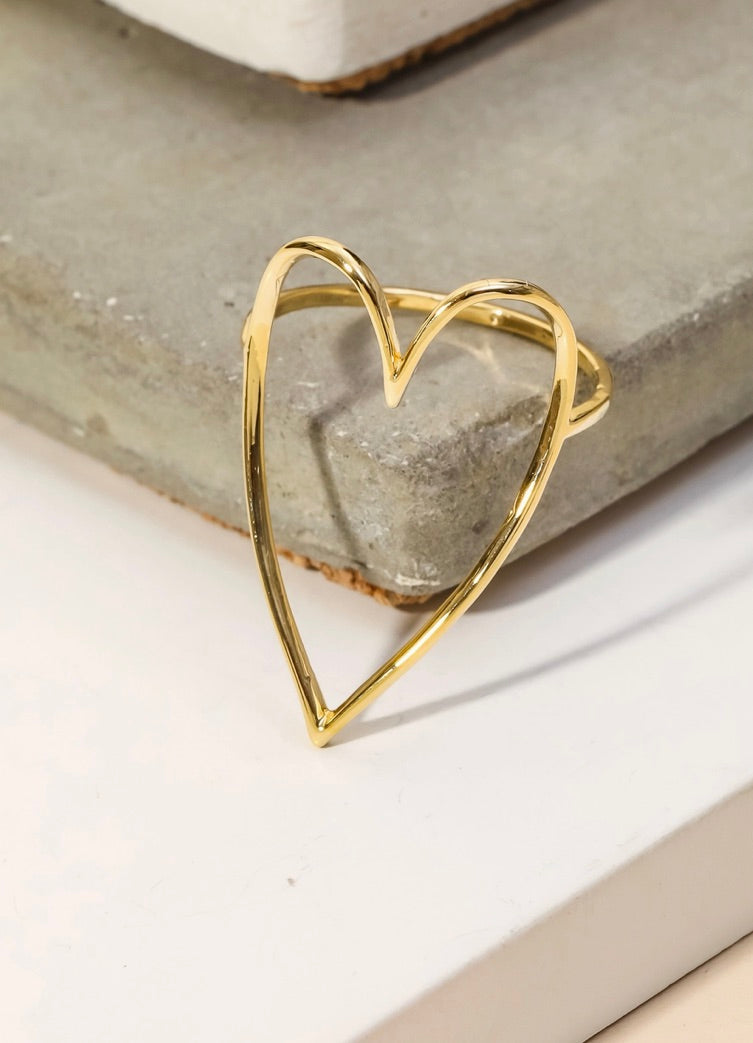 Heart Cut Out Ring-Gold