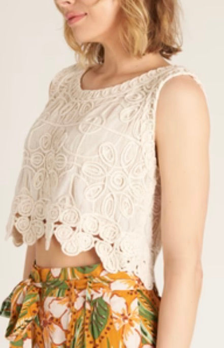 Bone to Be Crochet Top-Natural