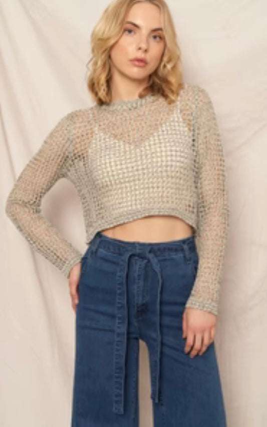 Wild Days Knit Sweater Top-Sage Gray