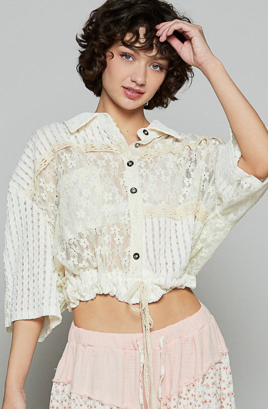 Lana Lace Jacket Top-Cream