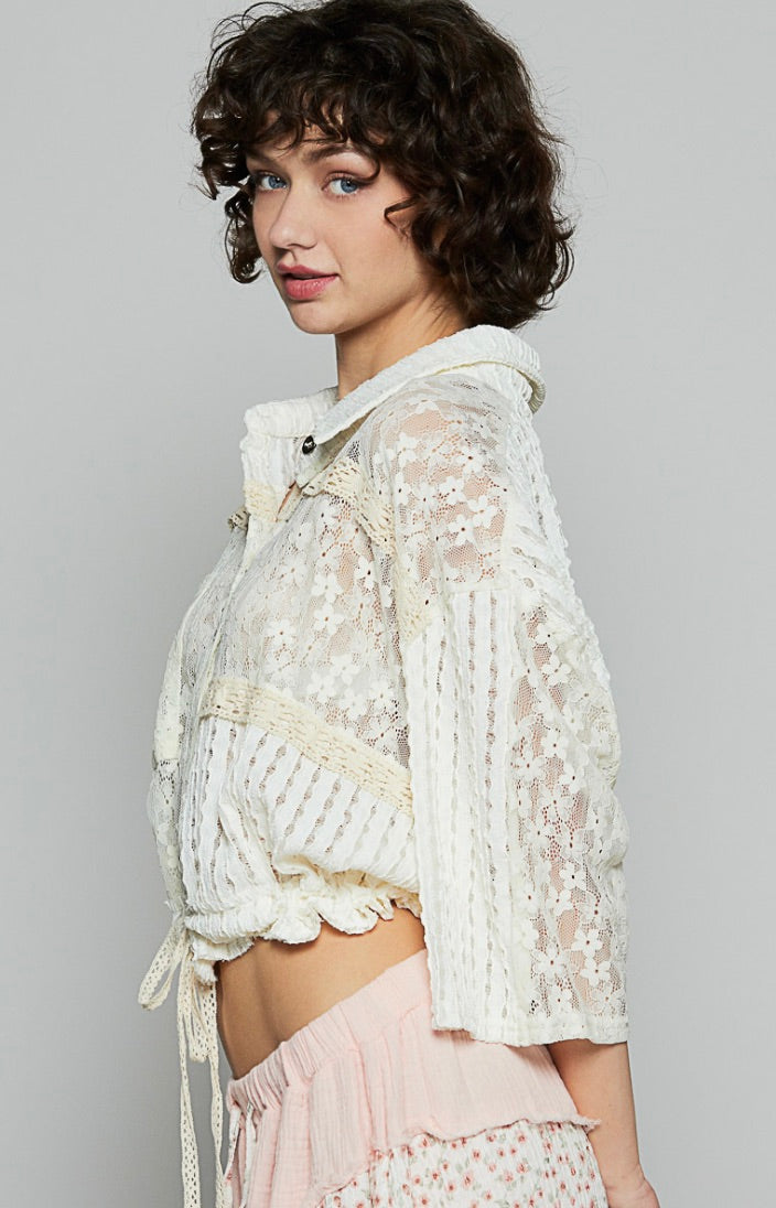 Lana Lace Jacket Top-Cream