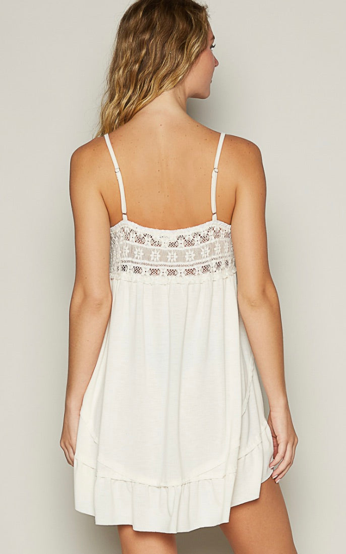 Moth Jersey Lace Top/Dress-Cream