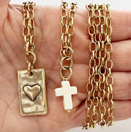 Katia Designs-Grateful | Original Lite-Gold, Howlite Cross