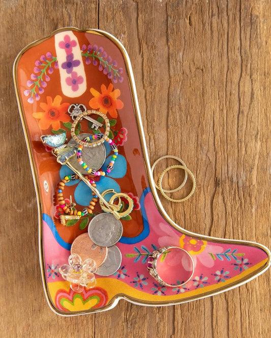 Artsy Ceramic Trinket Dish - Boot