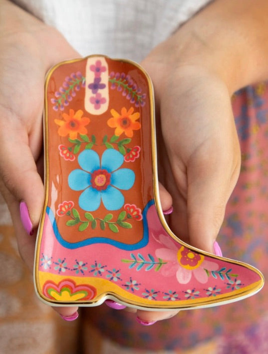 Artsy Ceramic Trinket Dish - Boot