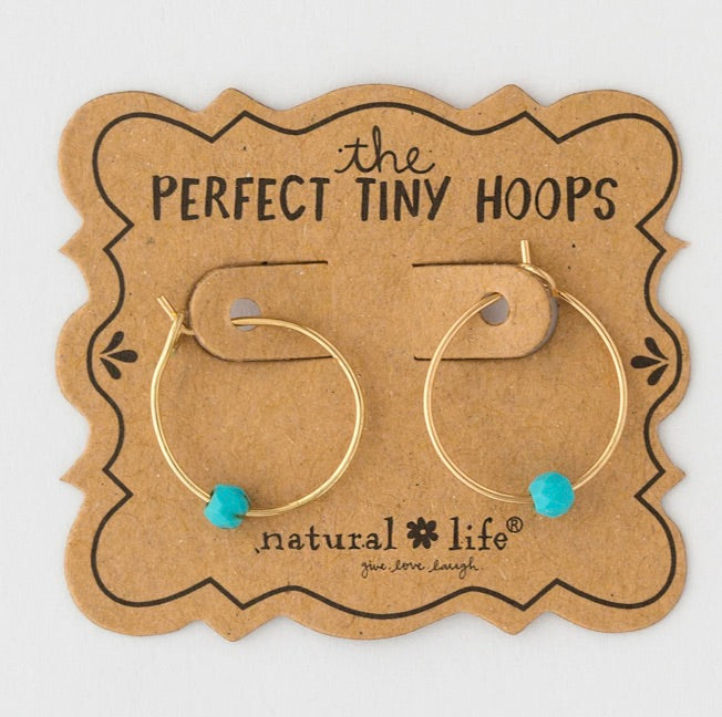 Tiny Hoop Earrings - Turquoise