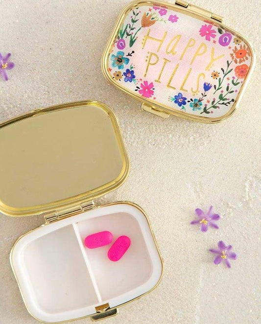 Pill Box Holder - Happy Pills Square