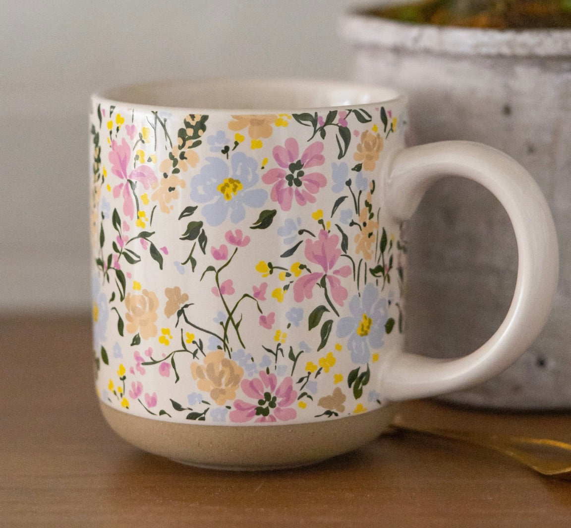 Floral Stoneware Coffee Mug