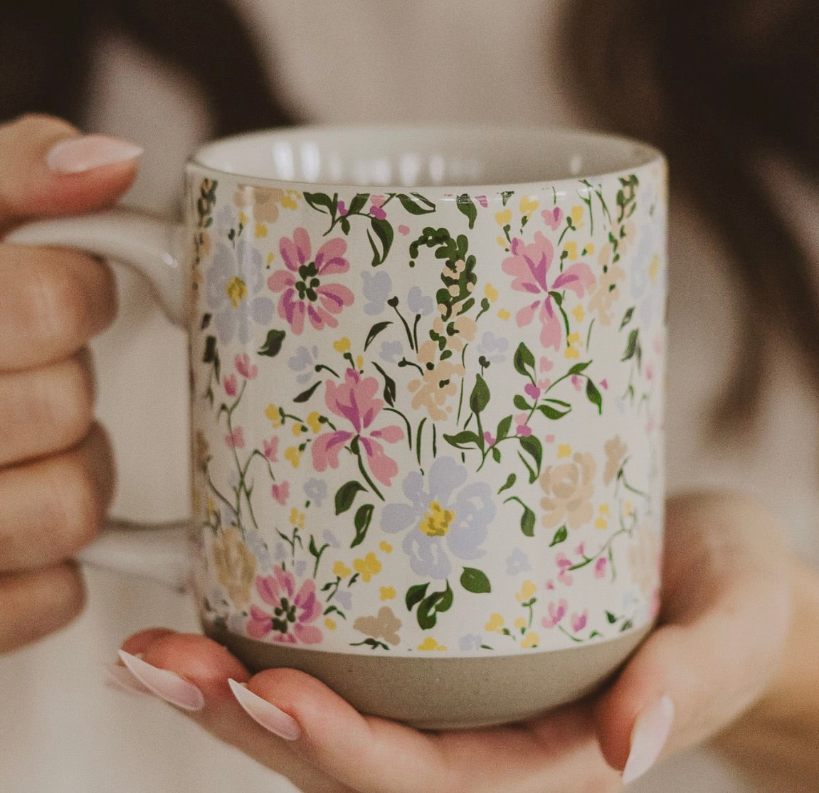 Floral Stoneware Coffee Mug