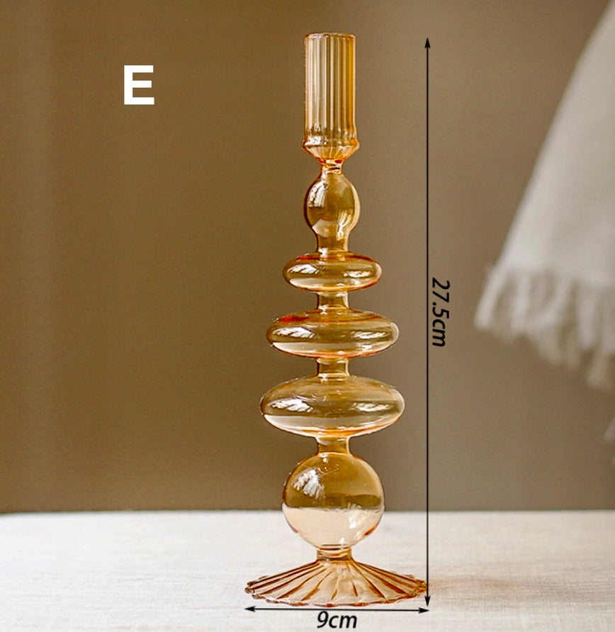 Vintage Style Glass Candlestick Holder E