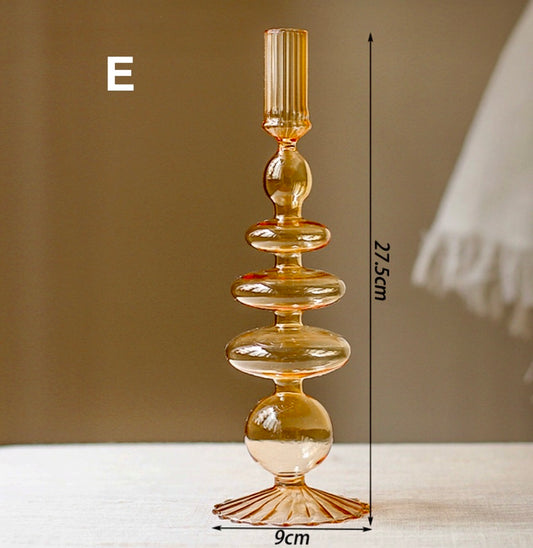 Vintage Style Glass Candlestick Holder E