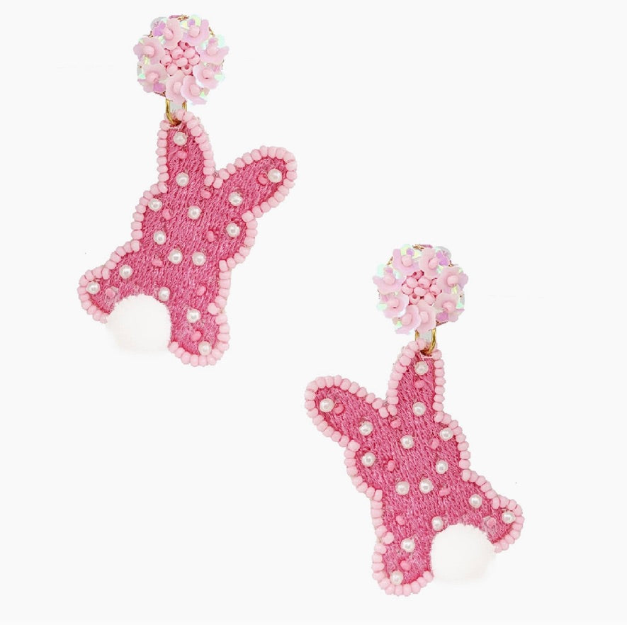 Colorful Beads Easter Bunny Drop Hook Earrings