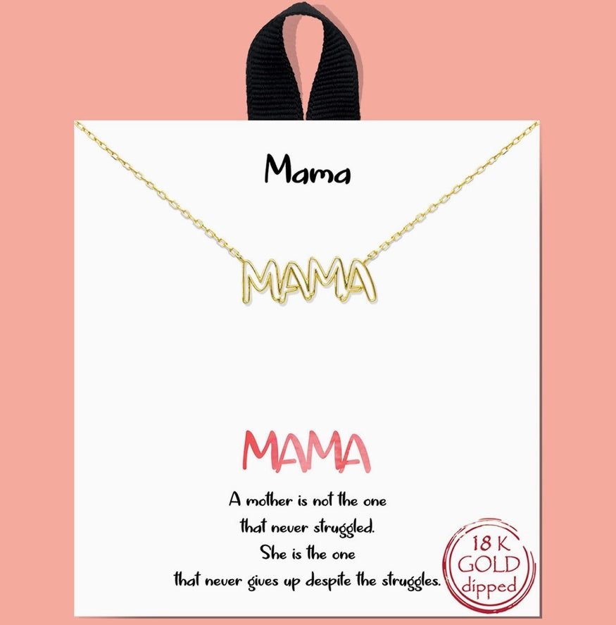 Gold-Dipped Mama Word Charm Necklace