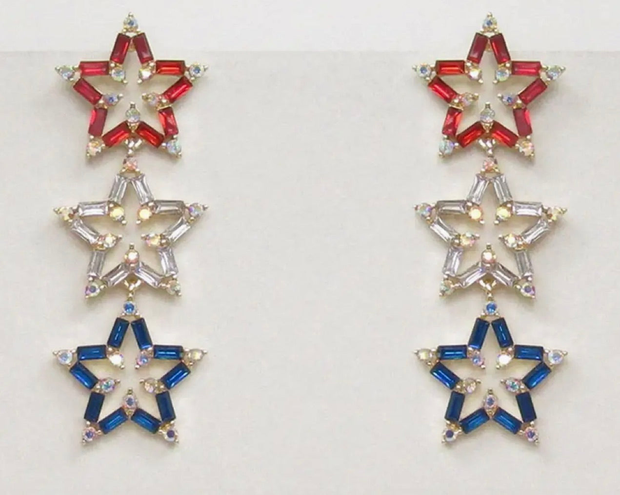 USA Star Cz Drop Stud Earrings