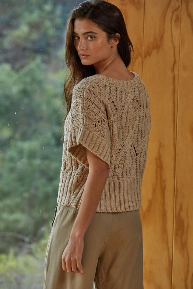 Cali Crochet Top-Taupe