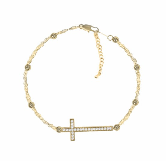 Sideway Cross Anklet Yellow