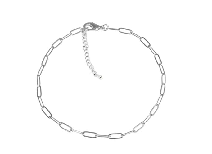 Paperclip Link Anklet White