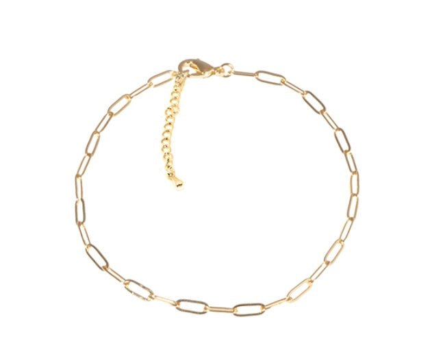 Paperclip Link Anklet Yellow