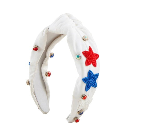 4TH OF JULY BEADED HEADBAND-WH