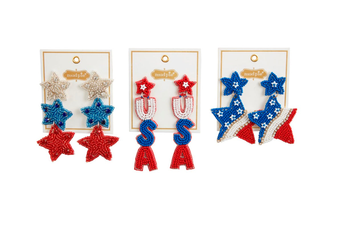 4TH OF JULY EARRING-FLAG