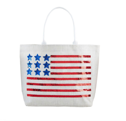 4TH OF JULY SPARKLE TOTE-WH