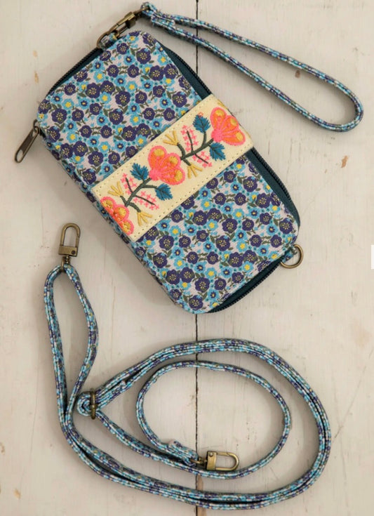 Wristlet Wallet - Blue Floral Ditsy
