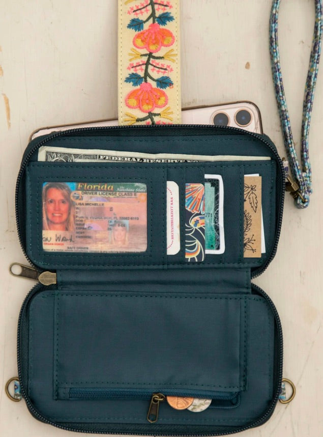 Wristlet Wallet - Blue Floral Ditsy