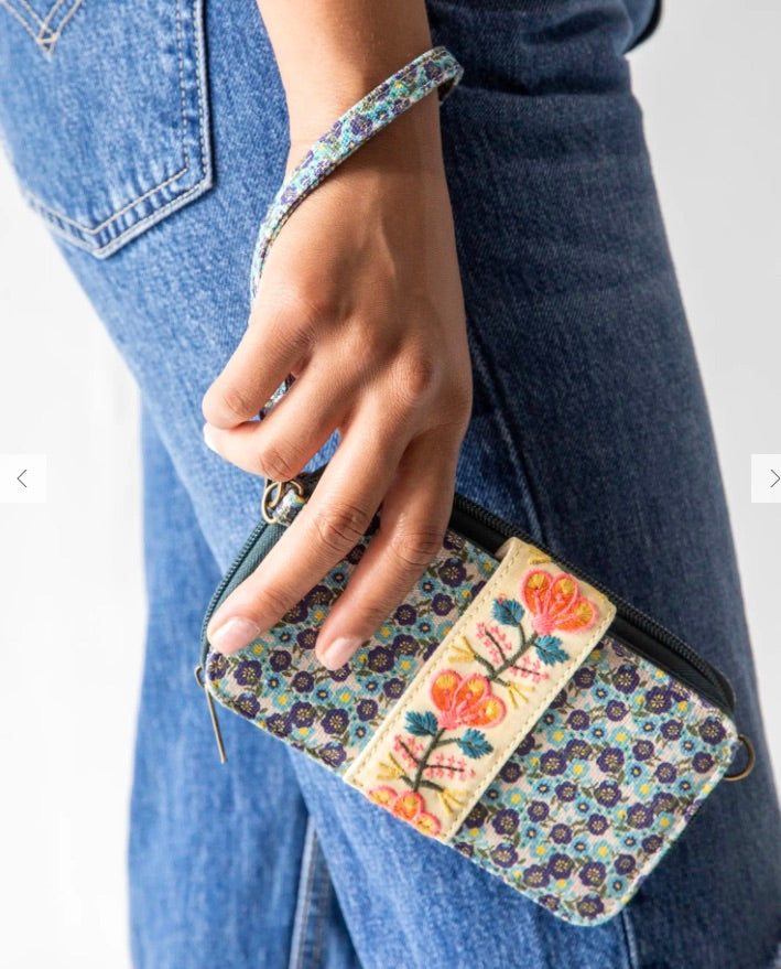 Wristlet Wallet - Blue Floral Ditsy