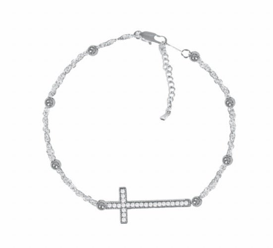 Sideway Cross Anklet White