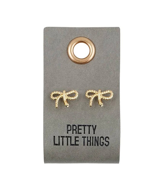 Leather Tag Earrings- Bow